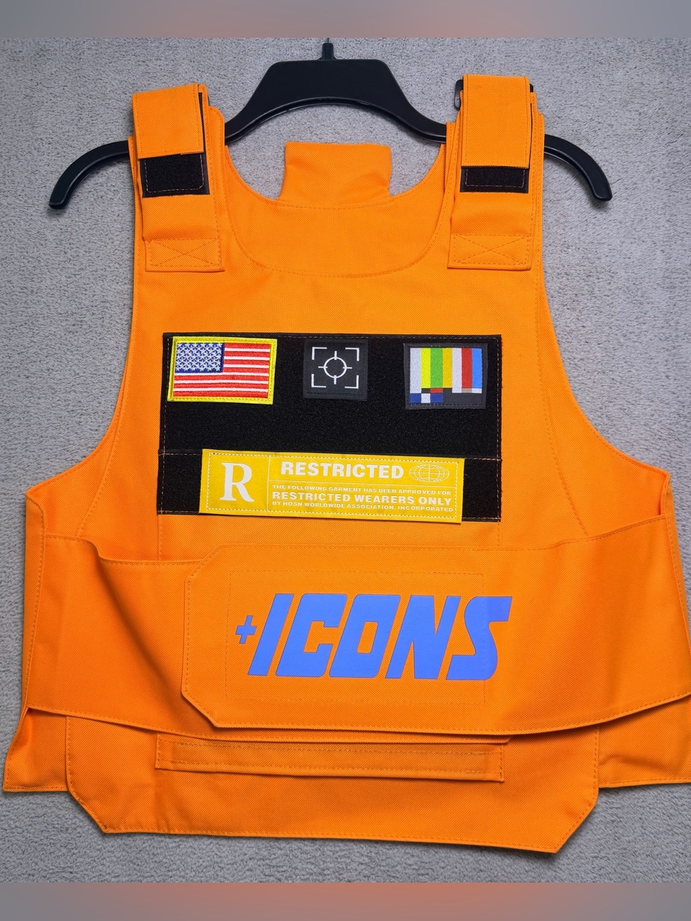 Hudson Outerwear Icons Tactical Vest Orange Adjustable One Size Streetwear Patch
